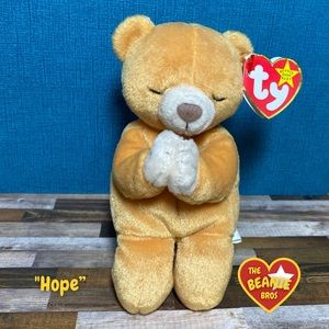 Hope the Praying Bear Beanie Baby - Short Original Run - Swing Tag Errors